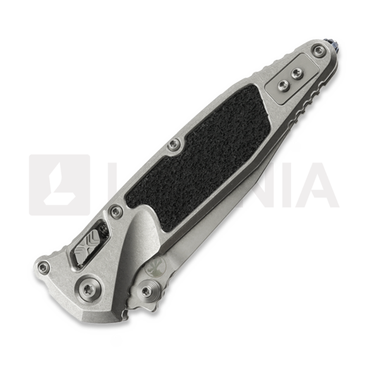 Microtech Socom Ram-Lok Spear Point Stonewash Textured Inlay sulankstomas peilis, blue accents 160RL-10SMS3