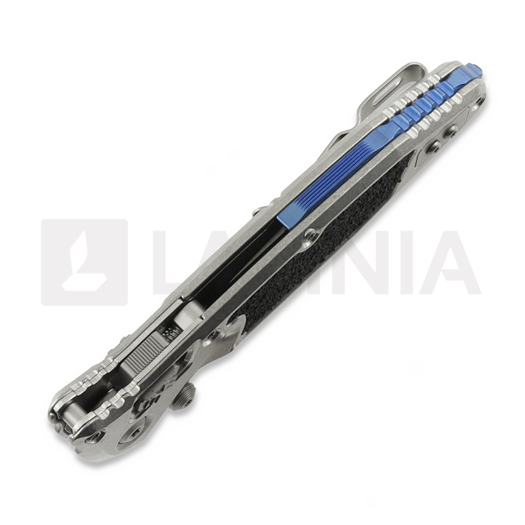 Microtech Socom Ram-Lok Spear Point Stonewash Textured Inlay sulankstomas peilis, blue accents 160RL-10SMS3