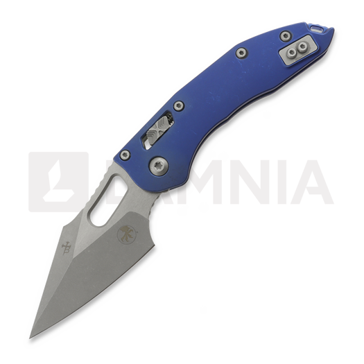 Microtech Stitch Apocalyptic Antique Blue Slab Titanium סכין מתקפלת, blue accents 169RL-10APMS2