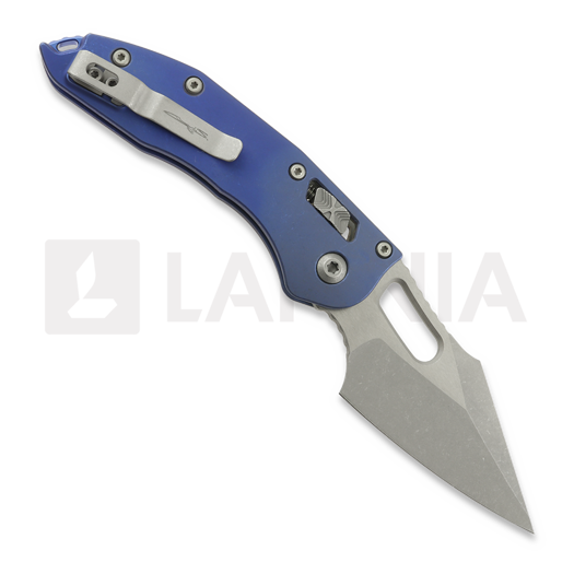 Microtech Stitch Apocalyptic Antique Blue Slab Titanium sulankstomas peilis, blue accents 169RL-10APMS2