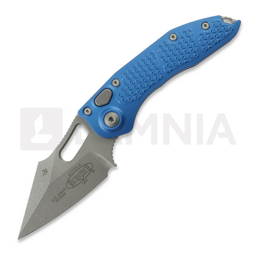 Microtech Stitch Auto S/E vouwmes, Blue Aluminum, Apocalyptic 169-10APBL