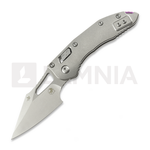 Microtech Stitch Mini Marfione Select S/E Stonewash összecsukható kés, Slab Titanium, purple accent 169MRL-10MS3