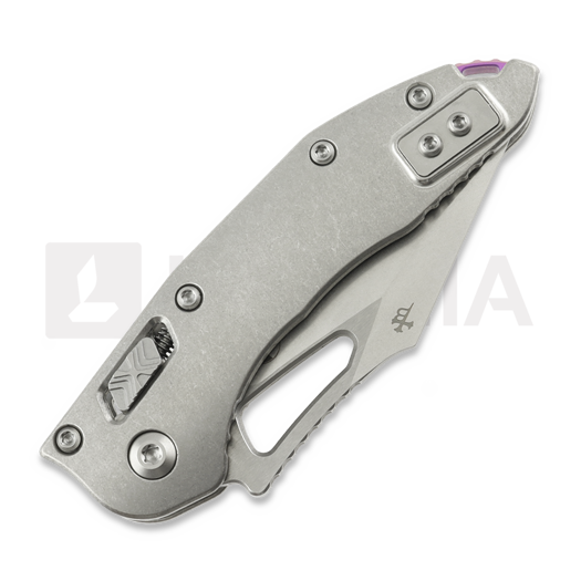 Microtech Stitch Mini Marfione Select S/E Stonewash 折叠刀, Slab Titanium, purple accent 169MRL-10MS3