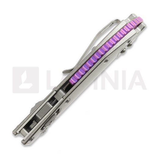 Microtech Stitch Mini Marfione Select S/E Stonewash 折叠刀, Slab Titanium, purple accent 169MRL-10MS3