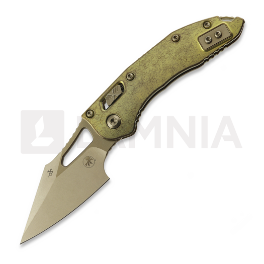 Liigendnuga Microtech Stitch Mini S/E Stonewash Antique Gold Slab Side Titanium, bronzed accent 169MRL-13MS2