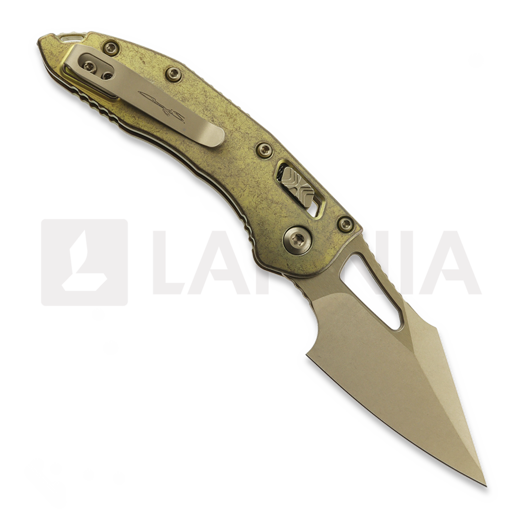 Zavírací nůž Microtech Stitch Mini S/E Stonewash Antique Gold Slab Side Titanium, bronzed accent 169MRL-13MS2