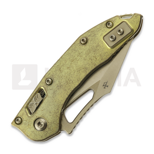 Microtech Stitch Mini S/E Stonewash Antique Gold Slab Side Titanium kääntöveitsi, bronzed accent 169MRL-13MS2