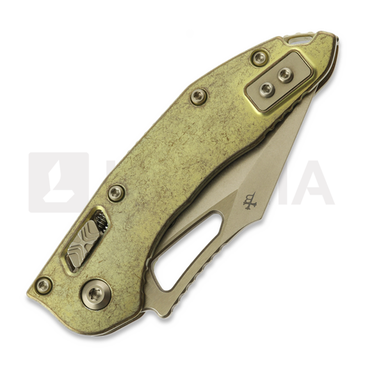 Zavírací nůž Microtech Stitch Mini S/E Stonewash Antique Gold Slab Side Titanium, bronzed accent 169MRL-13MS2