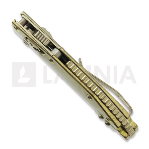 Zav&iacute;rac&iacute; nůž Microtech Stitch Mini S/E Stonewash Antique Gold Slab Side Titanium, bronzed accent 169MRL-13MS2