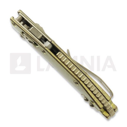 Zavírací nůž Microtech Stitch Mini S/E Stonewash Antique Gold Slab Side Titanium, bronzed accent 169MRL-13MS2