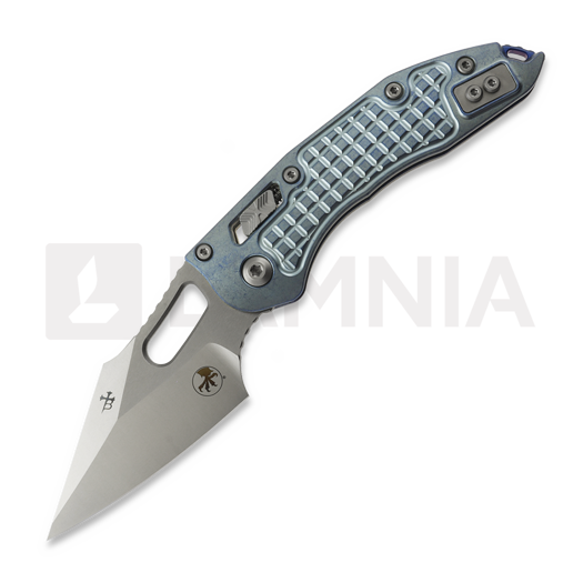 Microtech Stitch Ram-Lok 접이식 나이프, Ice Blue Ano Frag, Stonewash 169RL-10FRMS6