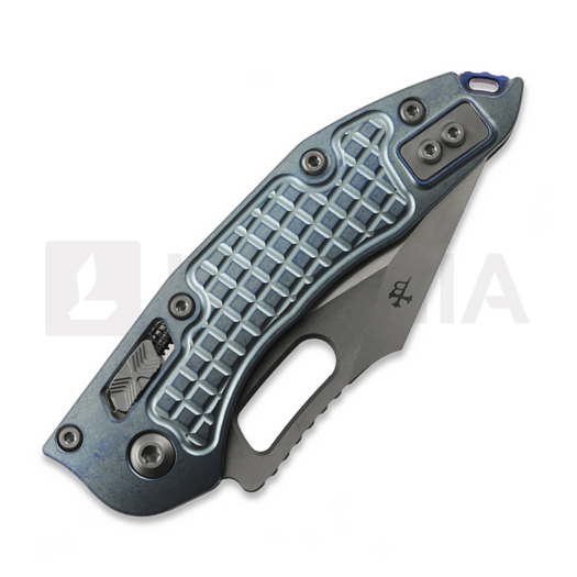 Microtech Stitch Ram-Lok sulankstomas peilis, Ice Blue Ano Frag, Stonewash 169RL-10FRMS6