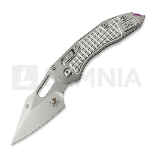 Microtech Stitch Stonewash Frag Titanium összecsukható kés, purple accents 169RL-10FRMS3