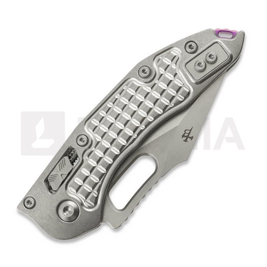 Microtech Stitch Stonewash Frag Titanium foldekniv, purple accents 169RL-10FRMS3