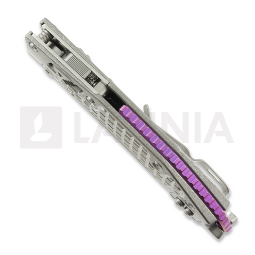 Microtech Stitch Stonewash Frag Titanium foldekniv, purple accents 169RL-10FRMS3