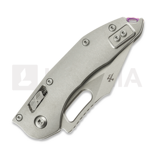 Microtech Stitch Stonewash Slab Titanium sulankstomas peilis, purple accents 169RL-10MS3