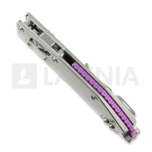 Skladací nôž Microtech Stitch Stonewash Slab Titanium, purple accents 169RL-10MS3