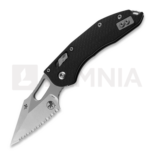 Microtech Stitch Stonewashed Full Serrated, Fluted G10 Black 169RL-12FLGTBK