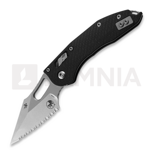 Microtech Stitch Stonewashed Full Serrated, Fluted G10 Black 169RL-12FLGTBK