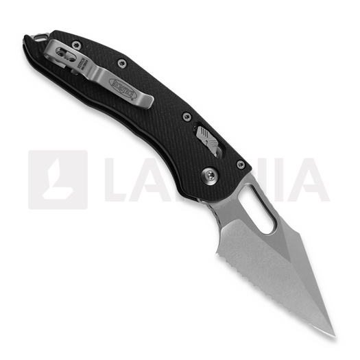 Microtech Stitch Stonewashed Full Serrated, Fluted G10 Black 169RL-12FLGTBK