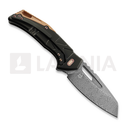 Coltello pieghevole Midgards-Messer Bifur Damascus, Titanium/Copper