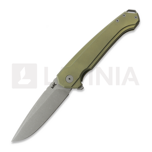 MK Knives & Tools Ingeni MT Brassleaf 접이식 나이프, Brass Green & Gray Titanium