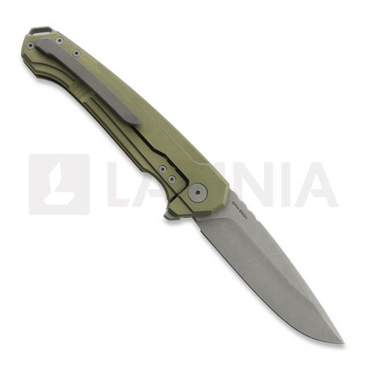 MK Knives & Tools Ingeni MT Brassleaf folding knife, Brass Green & Gray Titanium