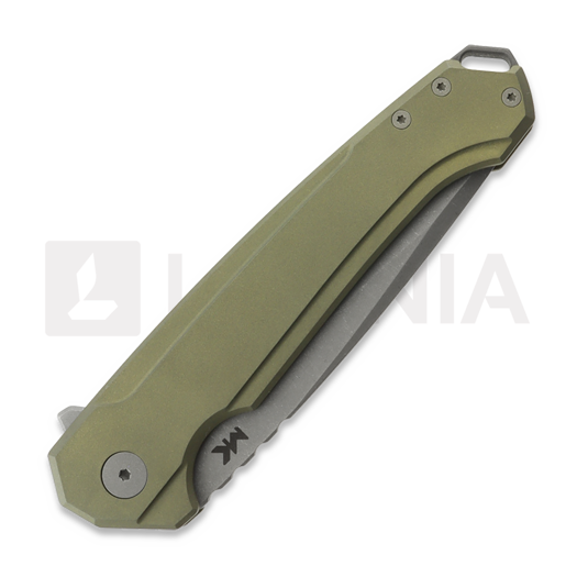 MK Knives & Tools Ingeni MT Brassleaf sulankstomas peilis, Brass Green & Gray Titanium