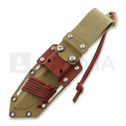 MK Knives & Tools Nomad "FuturePunk" veitsi, Coyote/Ruby Red G-10, Blasted