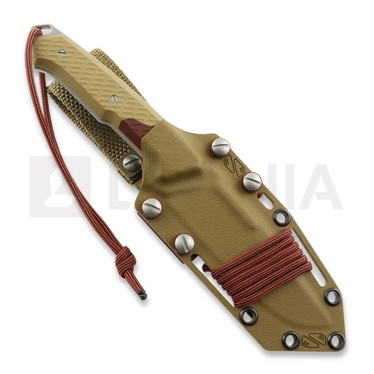 MK Knives & Tools Nomad "FuturePunk" veitsi, Coyote/Ruby Red G-10, Blasted