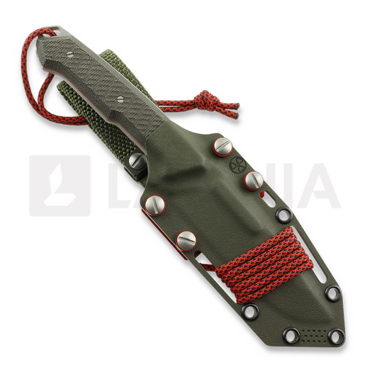 MK Knives & Tools Nomad "Postapo" veitsi, Green Micarta/Red G-10, Blasted