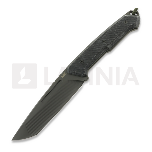 MK Knives & Tools Nomad Tanto "FTB" veitsi, Black Micarta/OD Green G-10 Liners, DLC