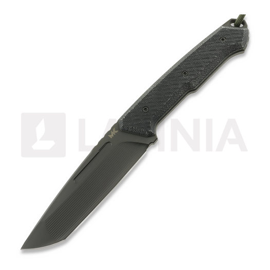 MK Knives & Tools Nomad Tanto "FTB" סכין, Black Micarta/OD Green G-10 Liners, DLC