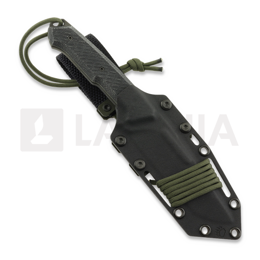 MK Knives & Tools Nomad Tanto "FTB" veitsi, Black Micarta/OD Green G-10 Liners, DLC