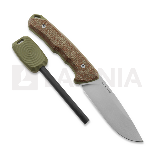 MK Knives & Tools Venn "Camp Ant" knife, Brown Micarta/OD Green G-10, Blasted