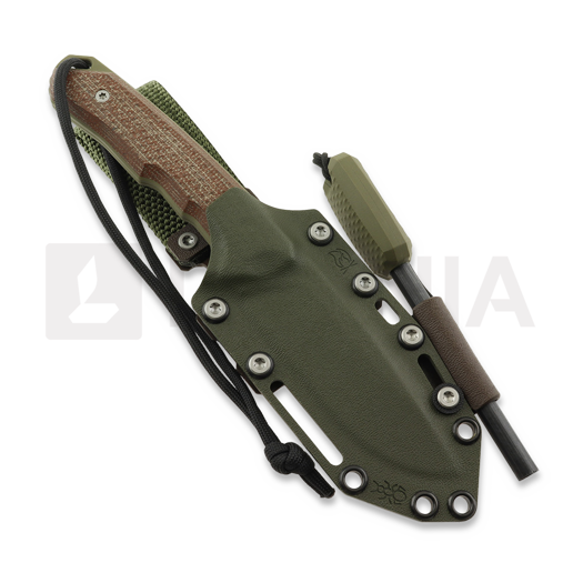 MK Knives & Tools Venn "Camp Ant" knife, Brown Micarta/OD Green G-10, Blasted