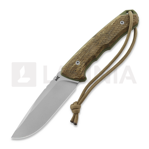 MK Knives & Tools Venn "Wood Spirit" 칼, Maple Burl/OD Green G-10, Glass Blasted