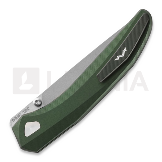 MKM Knives Detonario - M390 - Aluminum sulankstomas peilis, žalia MKDT-AG