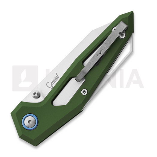 MKM Knives Edge Liner sulankstomas peilis, Green anodized aluminum MKEGL-AGR
