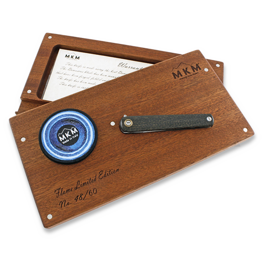 Couteau pliant MKM Knives Flame Drop Point Damascus 60th Anniversary Edition MKFL01-D