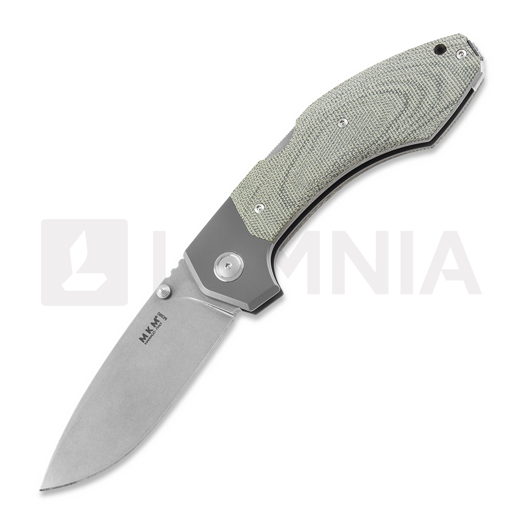 MKM Knives Hero - Stonewashed - Canvas Micarta kääntöveitsi, vihreä MKHR-GCT