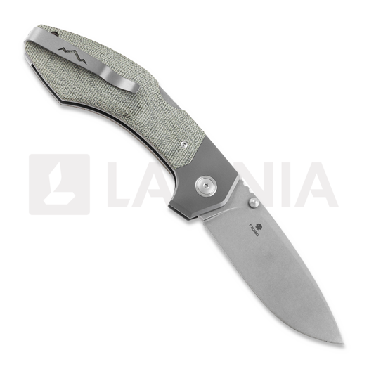 MKM Knives Hero - Stonewashed - Canvas Micarta kääntöveitsi, vihreä MKHR-GCT