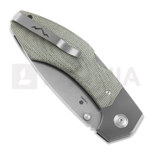 MKM Knives Hero - Stonewashed - Canvas Micarta sulankstomas peilis, žalia MKHR-GCT