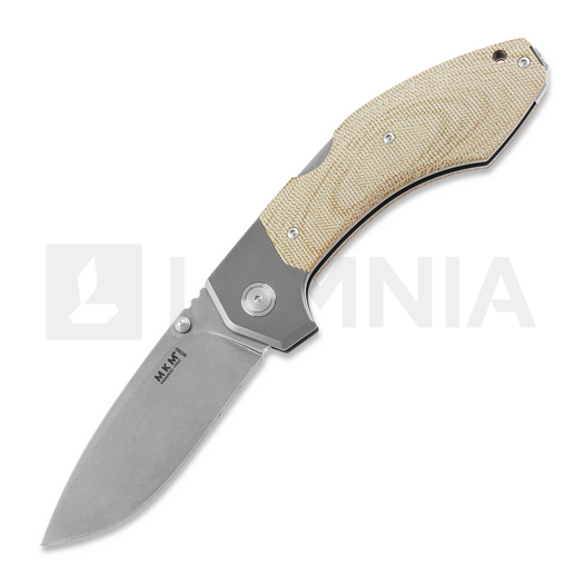 MKM Knives Hero - Stonewashed - Canvas Micarta foldekniv, natural MKHR-NCT