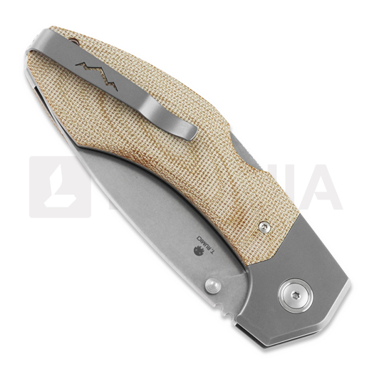 MKM Knives Hero - Stonewashed - Canvas Micarta kääntöveitsi, natural MKHR-NCT
