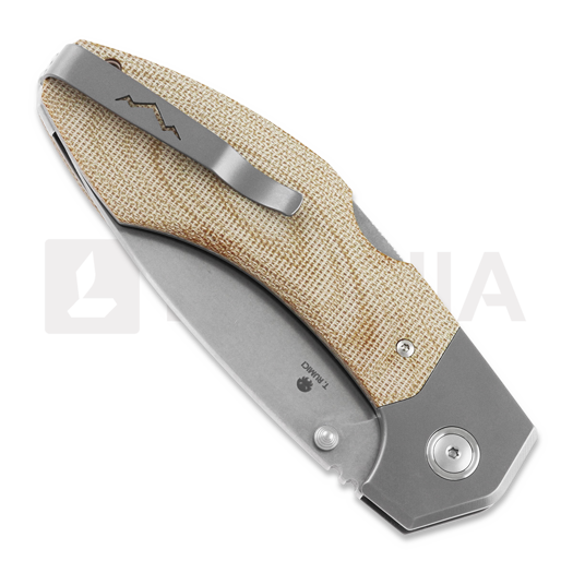 MKM Knives Hero - Stonewashed - Canvas Micarta sulankstomas peilis, natural MKHR-NCT