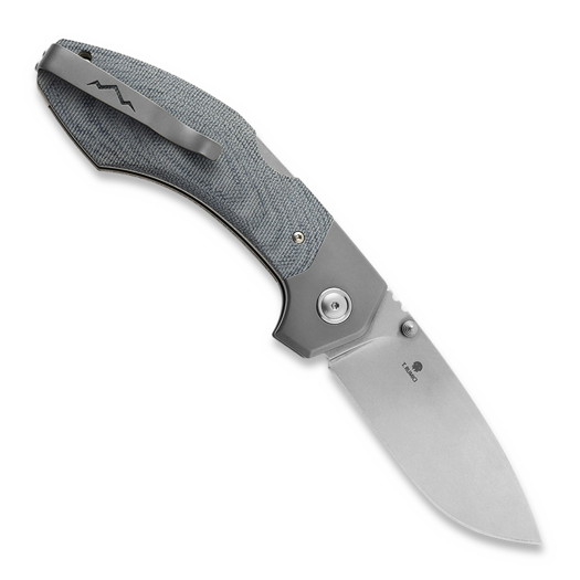 MKM Knives Hero - Stonewashed - Denim Micarta sulankstomas peilis, mėlyna MKHR-DCT