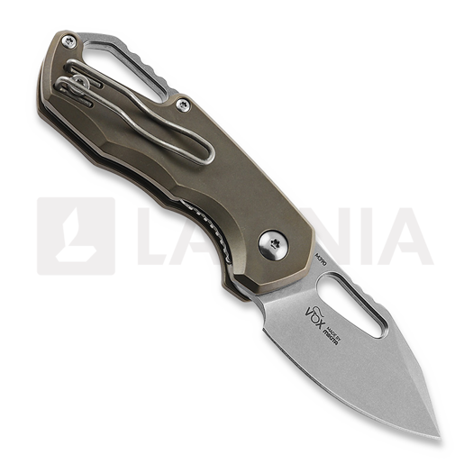 MKM Knives Isonzo M390 Clip Point sulankstomas peilis, bronze anodized titanium MKFX03M-3TBR