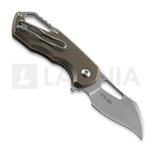 MKM Knives Isonzo M390 Hawkbill sulankstomas peilis, bronze anodized titanium MKFX03M-1TBR