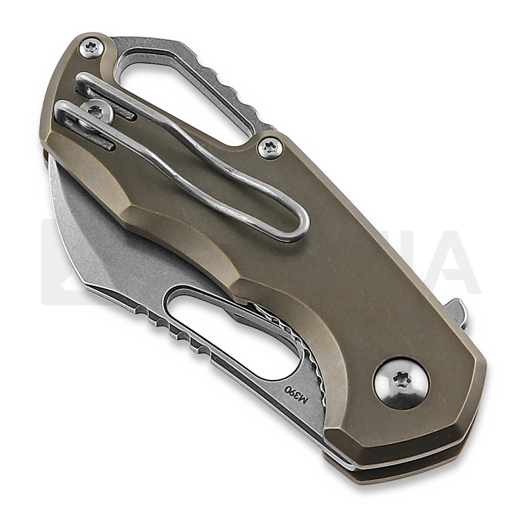 MKM Knives Isonzo M390 Hawkbill sulankstomas peilis, bronze anodized titanium MKFX03M-1TBR